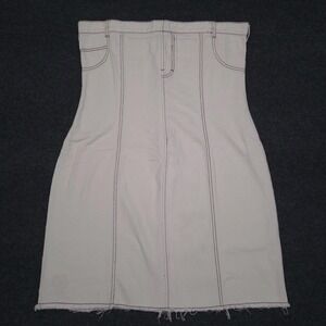 Honor The Gift Womens XXL White Denim Skirt Contrast Stitching Raw Hem EUC